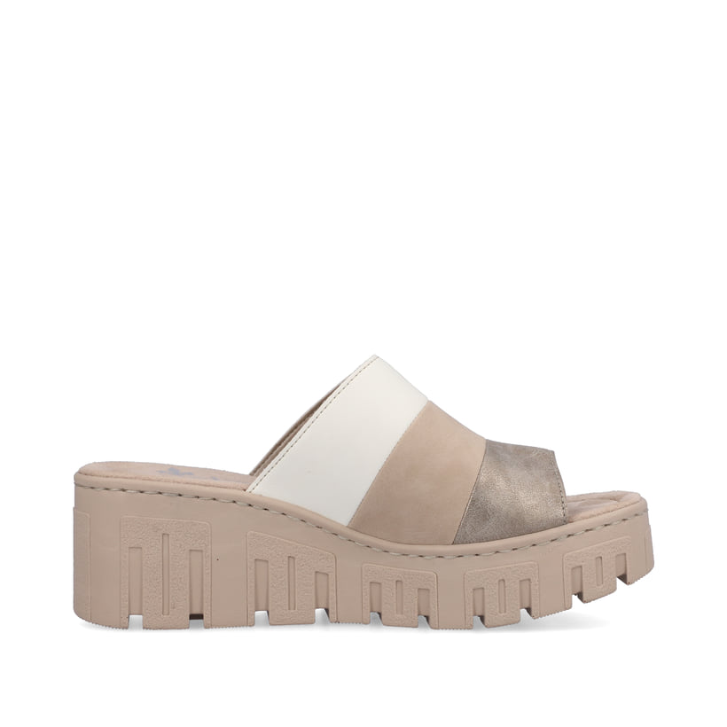 Rieker Artikelnummer 68092-62 Rieker Damen Pantoletten hellbeige Vatertagsangebot
