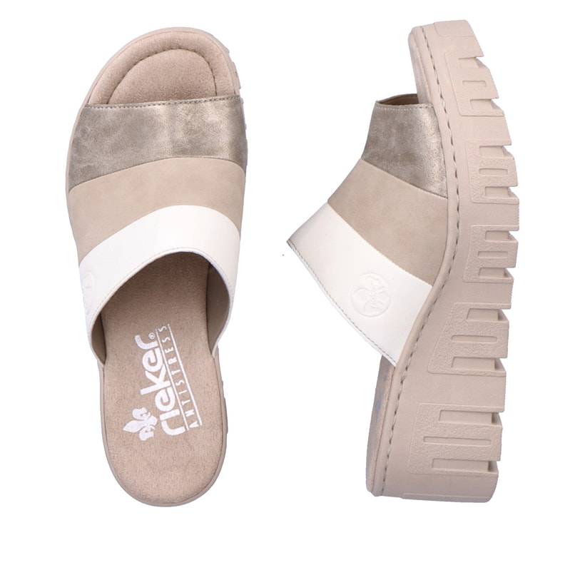Rieker Artikelnummer 68092-62 Rieker Damen Pantoletten hellbeige Vatertagsangebot