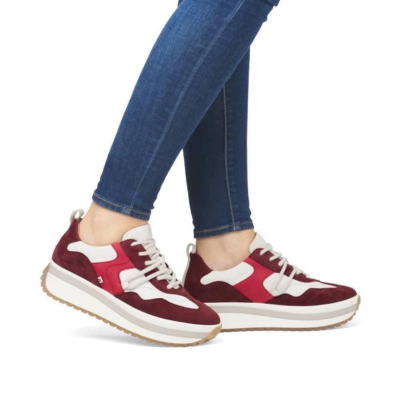 Rieker Artikelnummer W0900-35 Rieker Damen Sneaker Low kirschrot-weiß Kostenloser Versand international