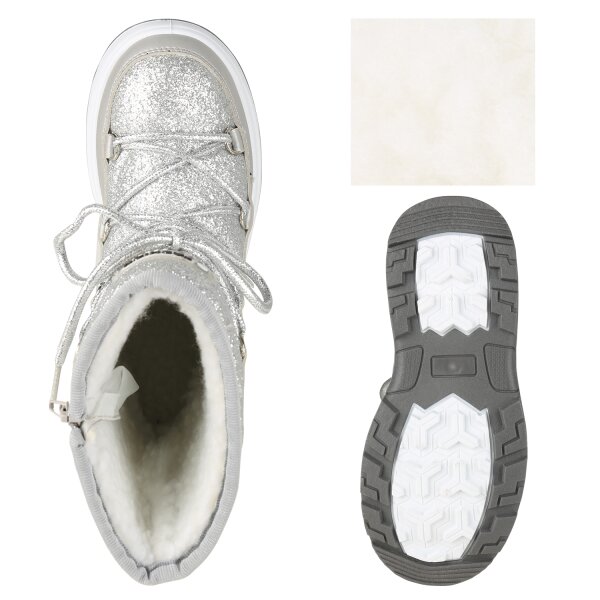 Stiefelparadies Kinder Winter Boots in Silber Super Sparpreis