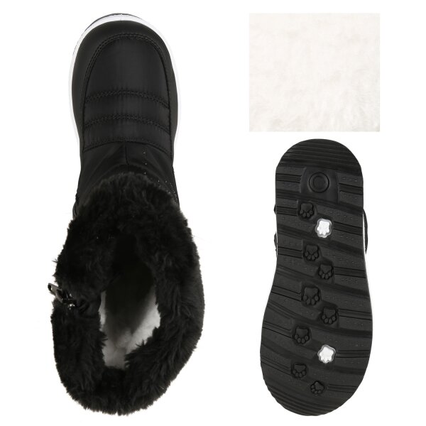 Stiefelparadies Kinder Winter Boots in Schwarz Muster Kostenlose Rückgabe