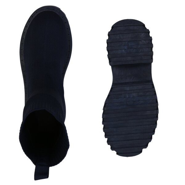 Stiefelparadies Damen Plateau Boots in Dunkelblau Bis zu 50% Rabatt