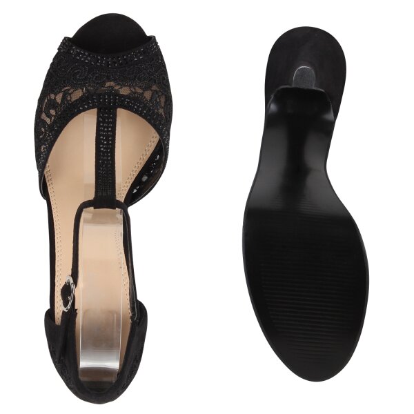 Stiefelparadies Damen Plateau Sandaletten in Schwarz Discount Store für neue Produkte