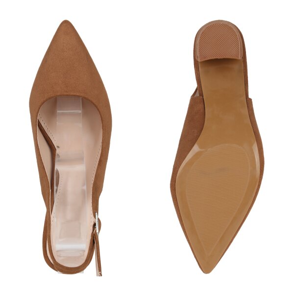 Stiefelparadies Damen Slingpumps in Hellbraun Super Rabatt