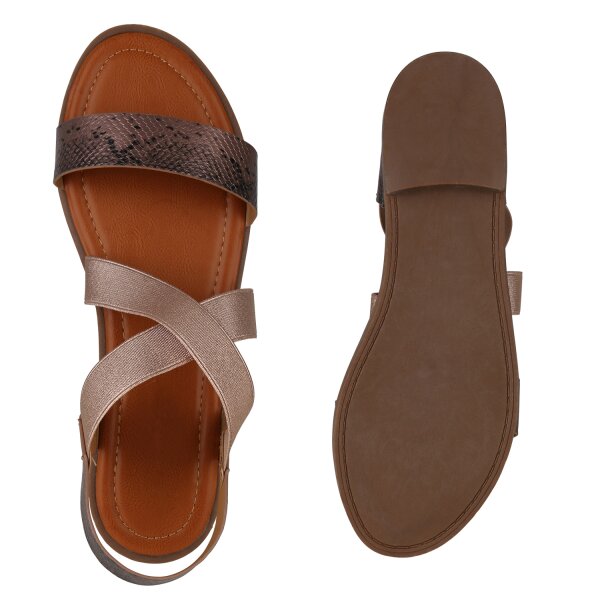 Stiefelparadies Damen Übergrößen Riemchensandalen in Rose Gold Kostenloser Versand international