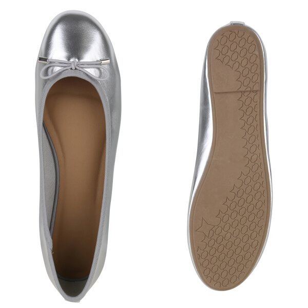 Stiefelparadies Damen Übergrößen Klassische Ballerinas in Silber Online