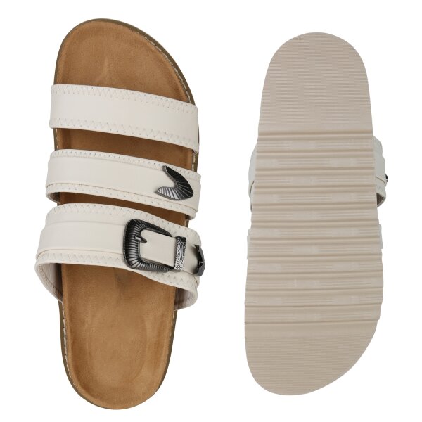 Stiefelparadies Damen Übergrößen Pantoletten in Beige Outlet