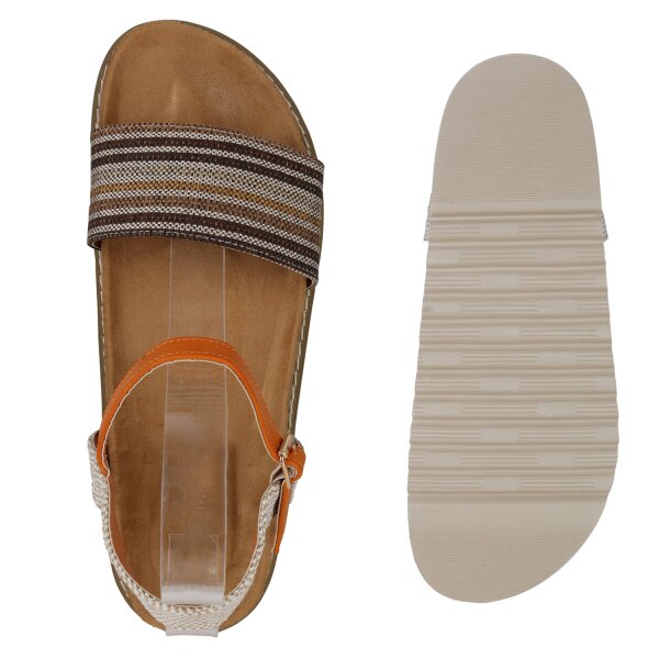 Stiefelparadies Damen Übergrößen Riemchensandalen in Orange Angebote