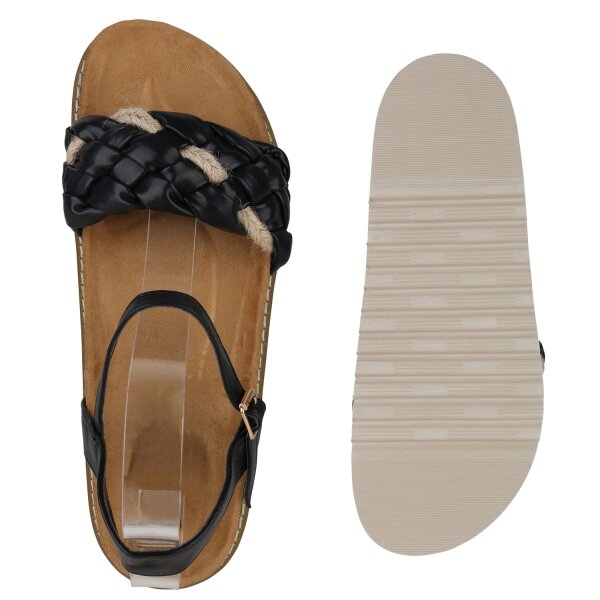Stiefelparadies Damen Übergrößen Riemchensandalen in Schwarz Hotsell
