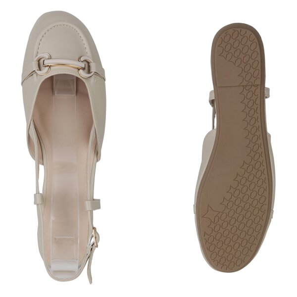 Stiefelparadies Damen Übergrößen Sling Ballerinas in Beige im Angebot