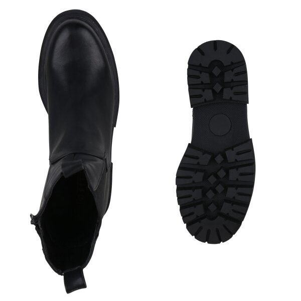 Stiefelparadies Damen Übergrößen Klassische Stiefeletten in Schwarz Fabrik Onlineshop