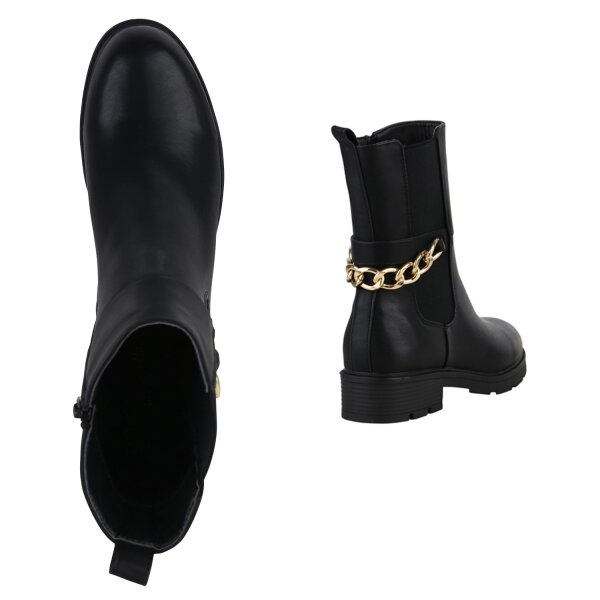Stiefelparadies Damen Übergrößen Klassische Stiefeletten in Schwarz Fabrikpreis