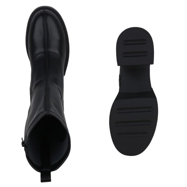 Stiefelparadies Damen Übergrößen Klassische Stiefeletten in Schwarz Sonderangebot