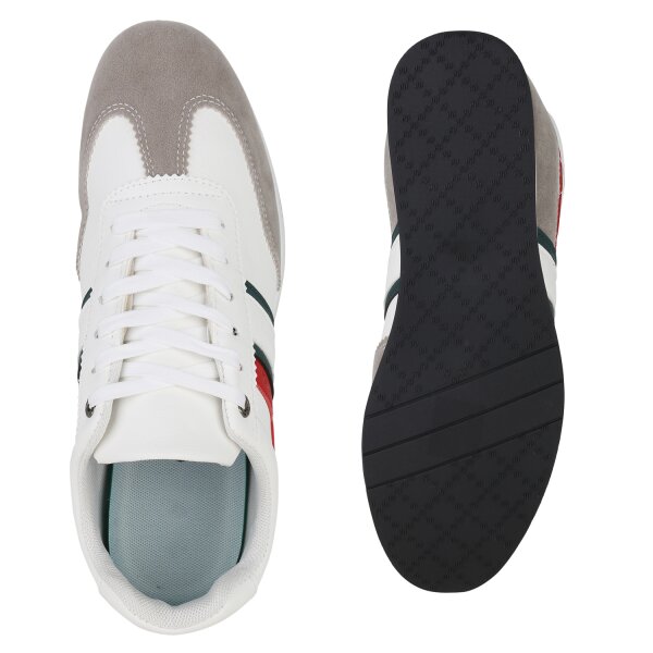 Stiefelparadies Herren Sneaker Low in Weiss Valentinstagsangebot