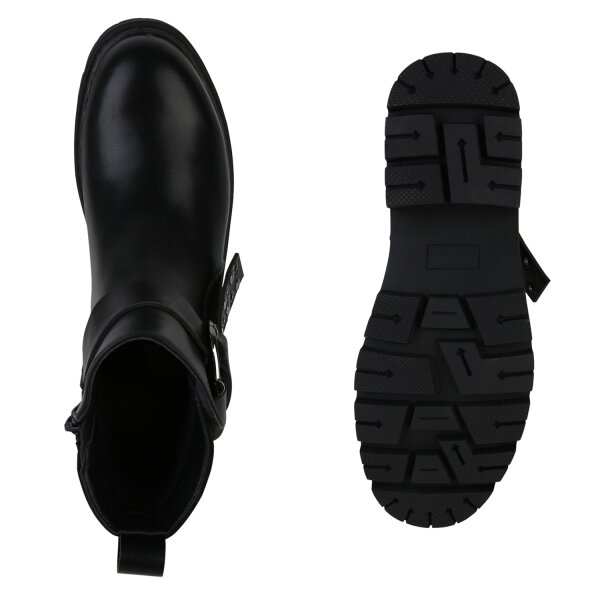 Stiefelparadies Damen Biker Boots in Schwarz Jubiläumsangebot