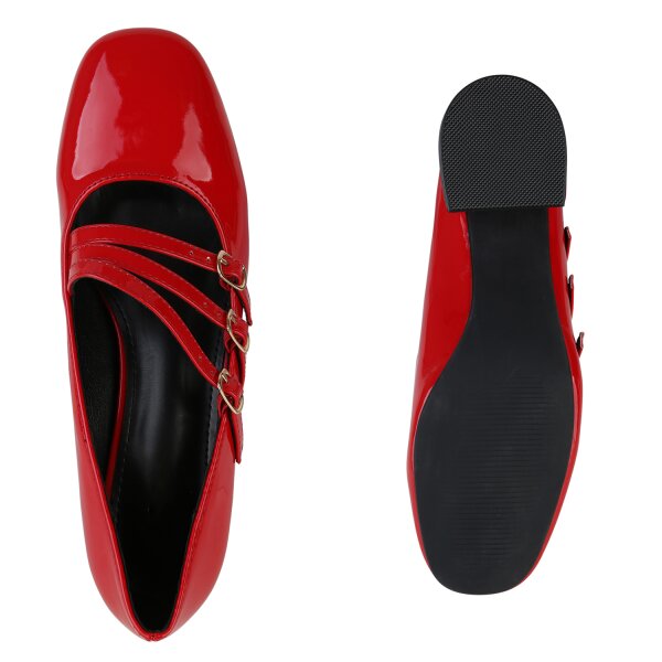 Stiefelparadies Damen Mary Janes in Rot Lack Top Angebot