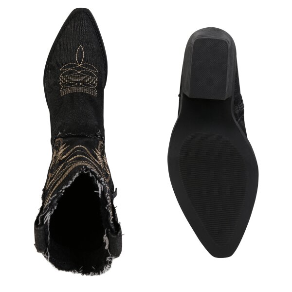 Stiefelparadies Damen Cowboy Boots in Schwarz VIP-Rabatte