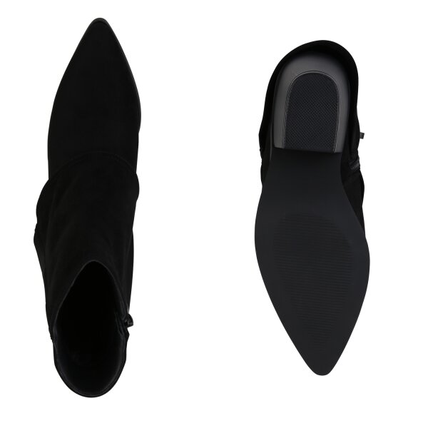 Stiefelparadies Damen Cowboy Boots in Schwarz Velours Super Sparpreis