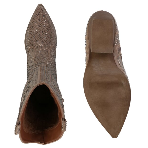 Stiefelparadies Damen Cowboystiefel in Khaki Kostenlose Rückgabe