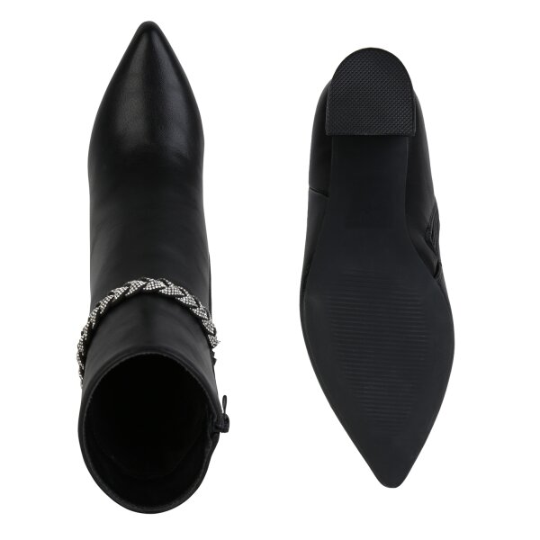 Stiefelparadies Damen Klassische Stiefeletten in Schwarz Begrenzte Freigabe