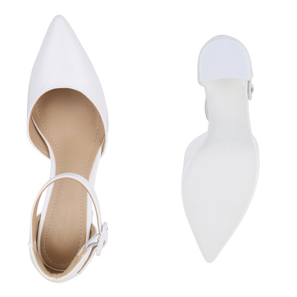 Stiefelparadies Damen Spitze Pumps in Weiss Bis zu 50% Rabatt