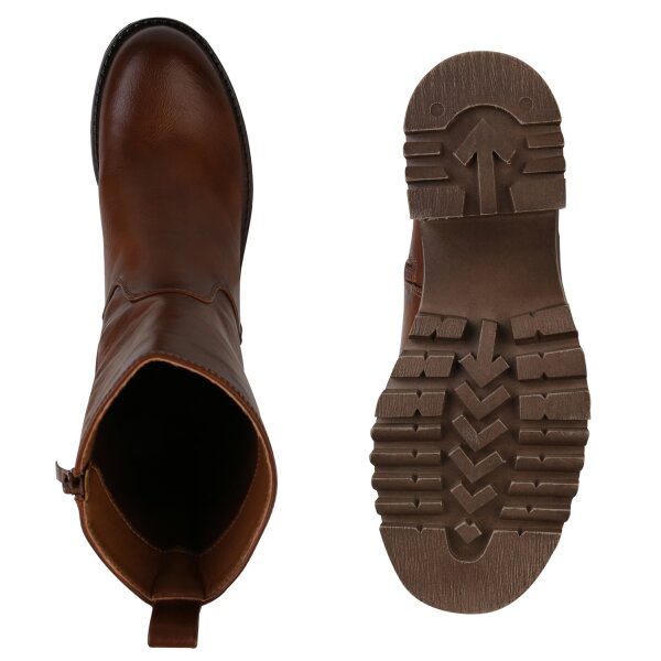 Stiefelparadies Damen Klassische Stiefeletten in Hellbraun Bis zu 55% Rabatt