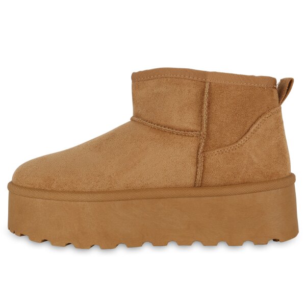 Stiefelparadies Damen Winter Boots in Hellbraun Black Friday Preise