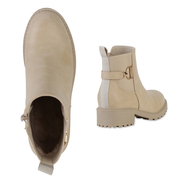 Stiefelparadies Damen Klassische Stiefeletten in Beige Rabatte dieses Monats