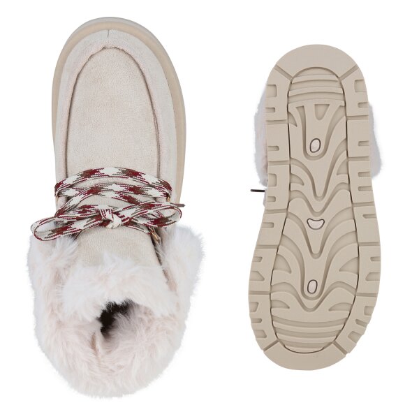 Stiefelparadies Damen Winter Boots in Beige Sonderangebot