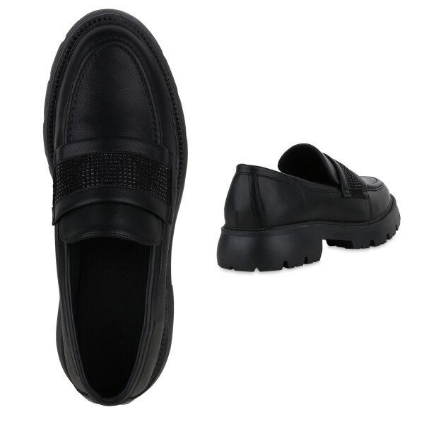 Stiefelparadies Damen Loafers in Schwarz Begrenztes Angebot
