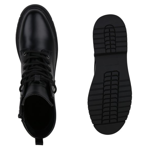 Stiefelparadies Damen Schnürstiefeletten in Schwarz Black Friday