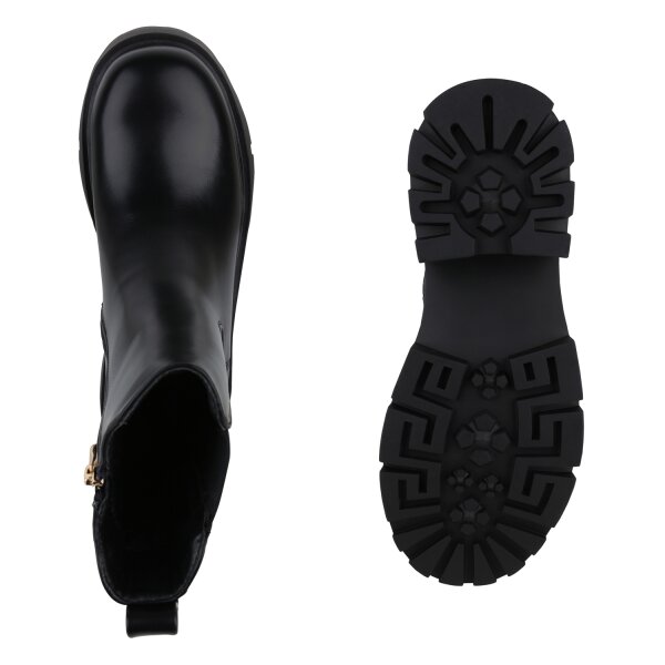 Stiefelparadies Damen Plateau Boots in Schwarz Osterangebot