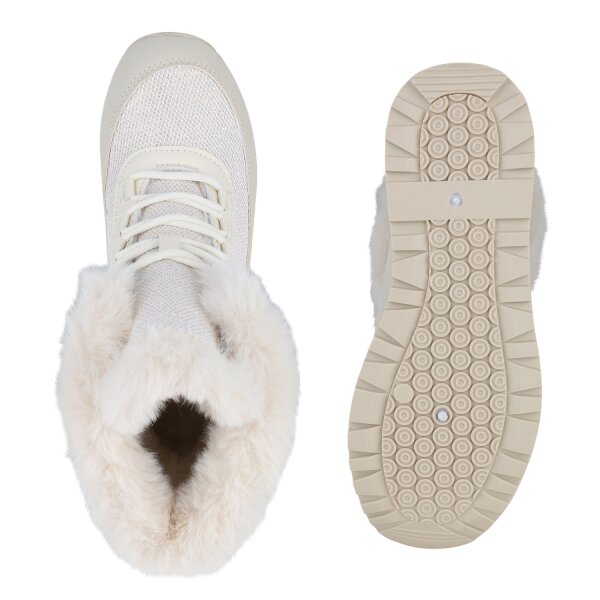 Stiefelparadies Damen Sneakerstiefel in Beige Muttertagsangebot