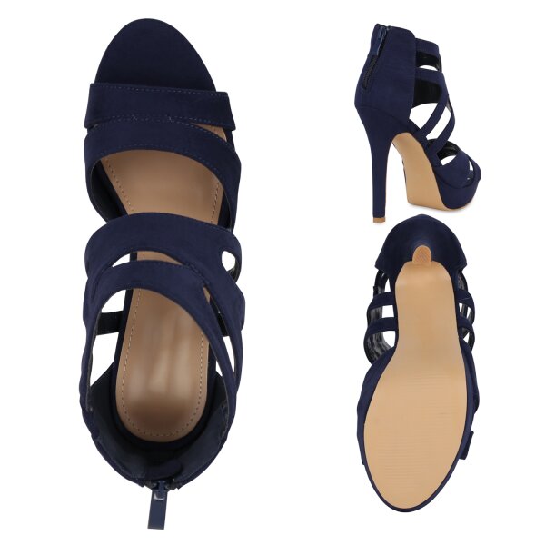 Stiefelparadies Damen High Heels in Dunkelblau Neuheiten