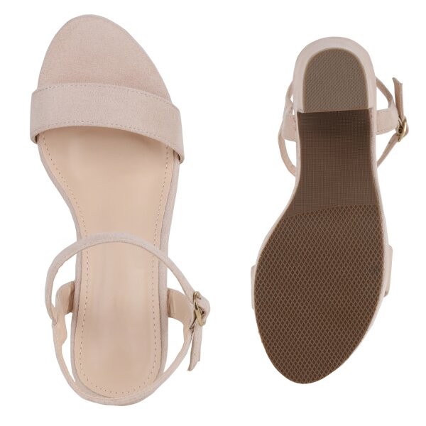 Stiefelparadies Damen Plateau Sandaletten in Beige VIP-Rabatte