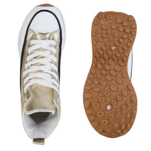 Stiefelparadies Damen Plateau Sneaker in Gold Wochenangebot