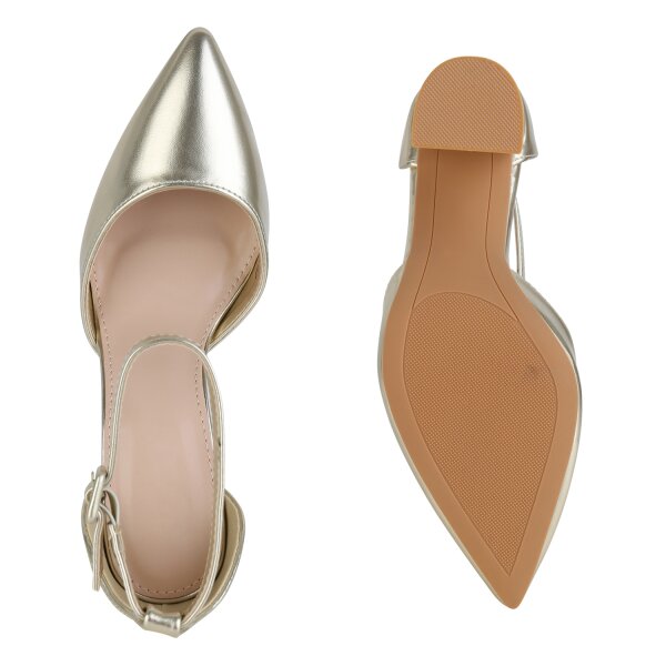 Stiefelparadies Damen Spitze Pumps in Gold JETZT KAUFEN