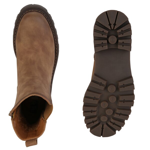 Stiefelparadies Damen Klassische Stiefeletten in Hellbraun Bis zu 60% Rabatt