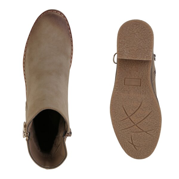 Stiefelparadies Damen Klassische Stiefeletten in Khaki Nur für heute