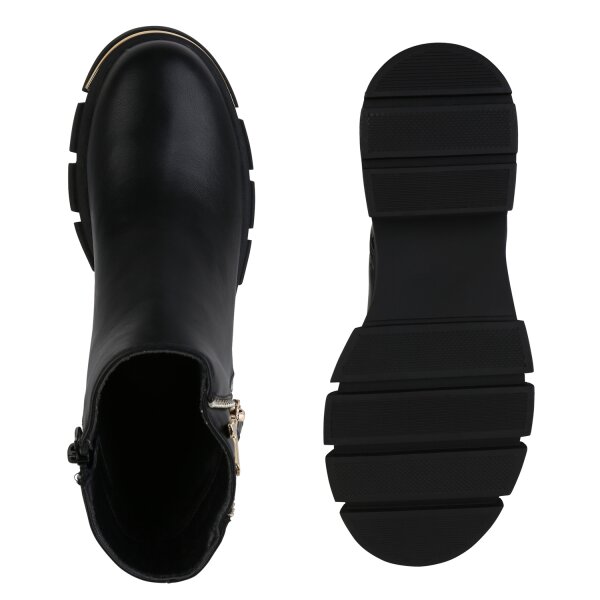 Stiefelparadies Damen Klassische Stiefeletten in Schwarz Vierteljährliche Förderung