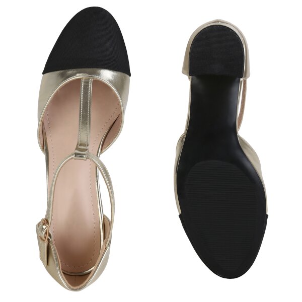 Stiefelparadies Damen Mary Janes in Gold Discount Store für neue Produkte