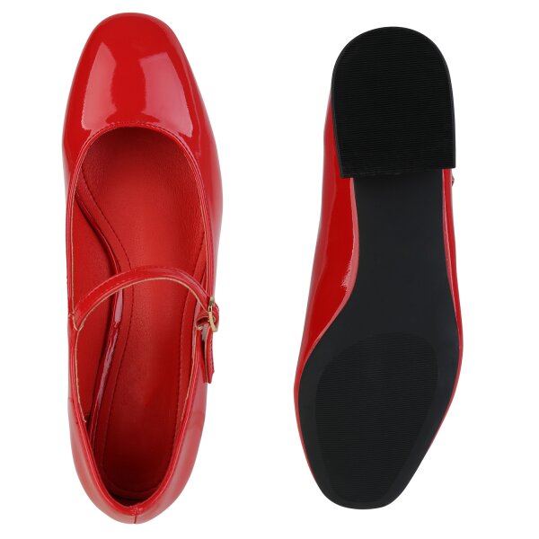 Stiefelparadies Damen Riemchenballerinas in Rot Lack Riesige Rabatte