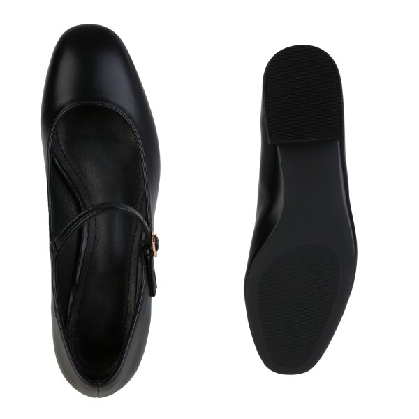 Stiefelparadies Damen Riemchenballerinas in Schwarz 50% Rabatt mit kostenlosem Versand