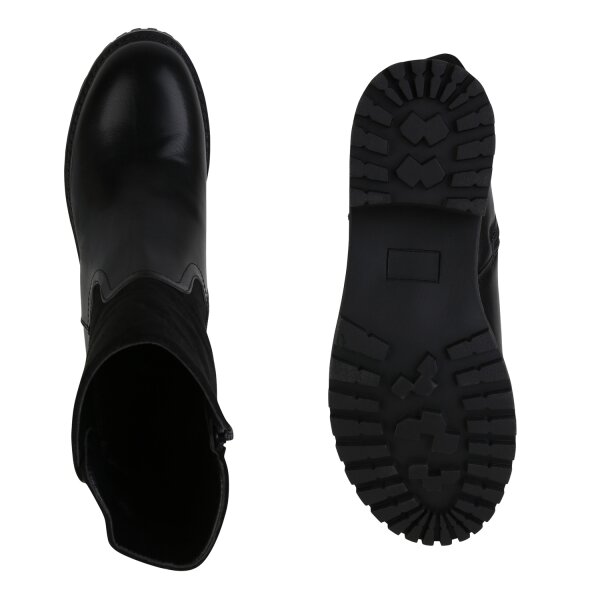 Stiefelparadies Damen Klassische Stiefeletten in Schwarz Begrenzt auf 3 Tage