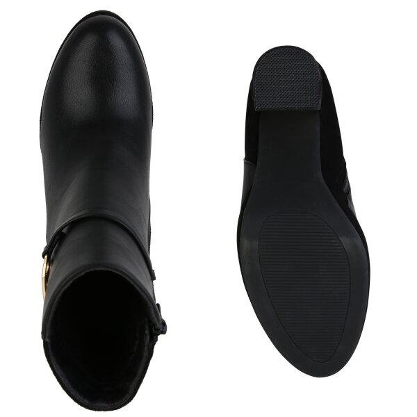 Stiefelparadies Damen Klassische Stiefeletten in Schwarz Schlussverkauf