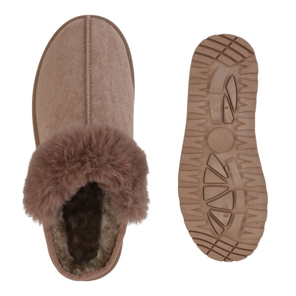 Stiefelparadies Damen Pantoffeln in Khaki Limitierter Zeitrabatt