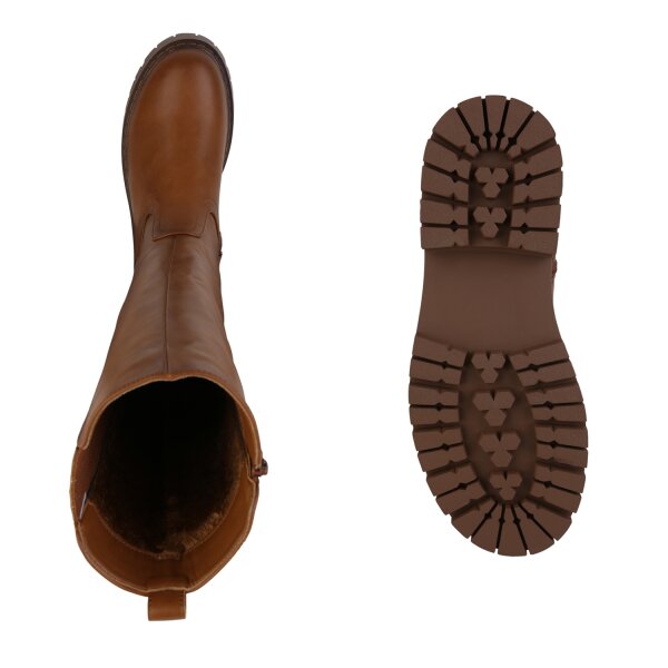 Stiefelparadies Damen Plateaustiefel in Hellbraun Rabatt