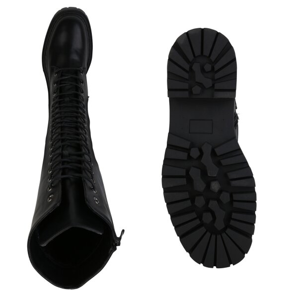 Stiefelparadies Damen Schnürstiefel in Schwarz Günstig kaufen