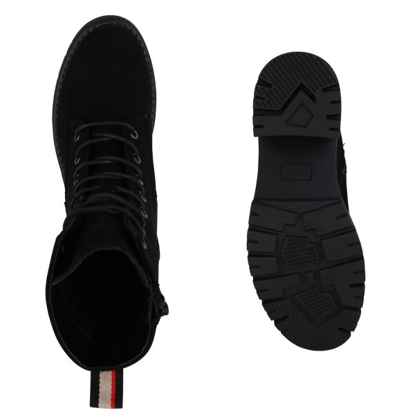 Stiefelparadies Damen Schnürstiefeletten in Schwarz Begrenztes Angebot