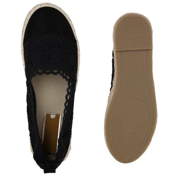 Stiefelparadies Damen Espadrilles in Schwarz Vatertagsangebot